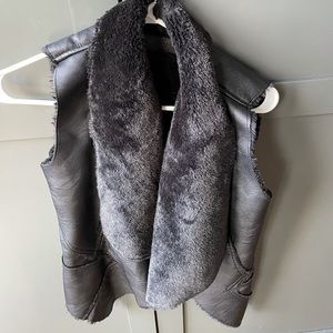 Leather and fur vest